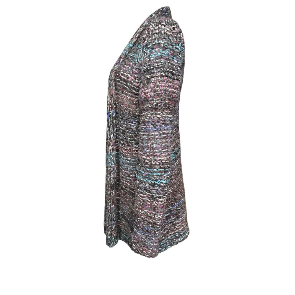 Anthropologie Moth Chunky Knit Open Cardigan Sweater Large Multicolor Cozy Boho - Picture 8 of 11
